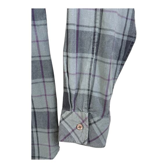Fourstar Flannel Shirt Mens Medium Gray Purple Plaid Street Pirate Skate - Picture 6 of 16